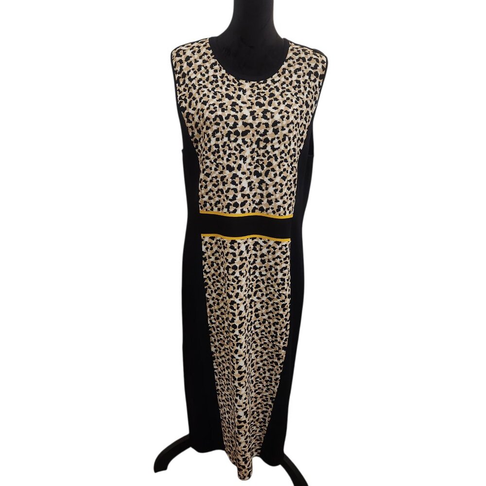 New York & Company Sleeveless Leopard Print Sheath Dress Size XXL - Picture 4 of 9